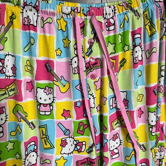 Hello Kitty Rockstar Sleepwear Pant Straight Leg 💯 cotton colorful in Size L - Picture 9 of 9